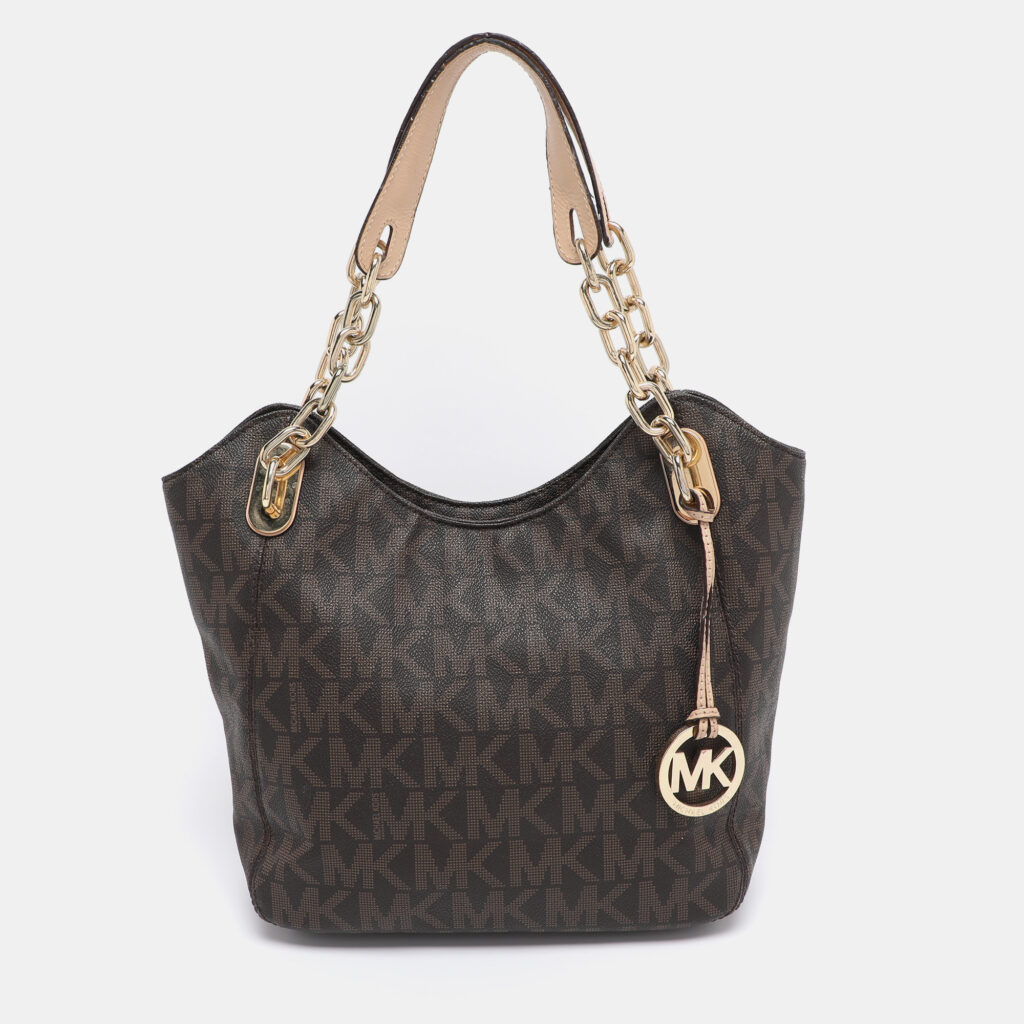 MICHAEL Michael Kors Brown Signature Coated Canvas Lilly Tote MICHAEL Michael Kors Brown Signature Coated Canvas Lilly Tote