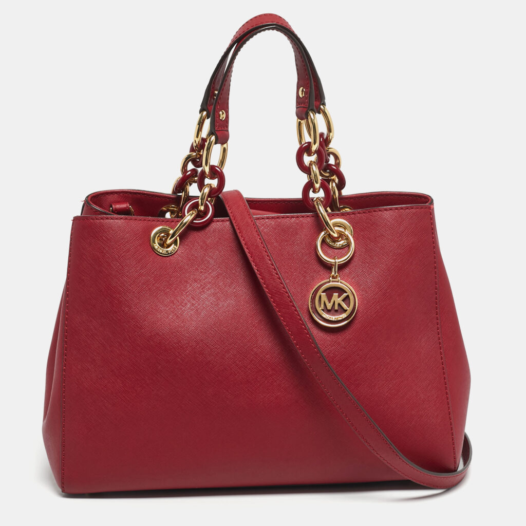 MICHAEL Michael Kors Red Leather Medium Cynthia Satchel