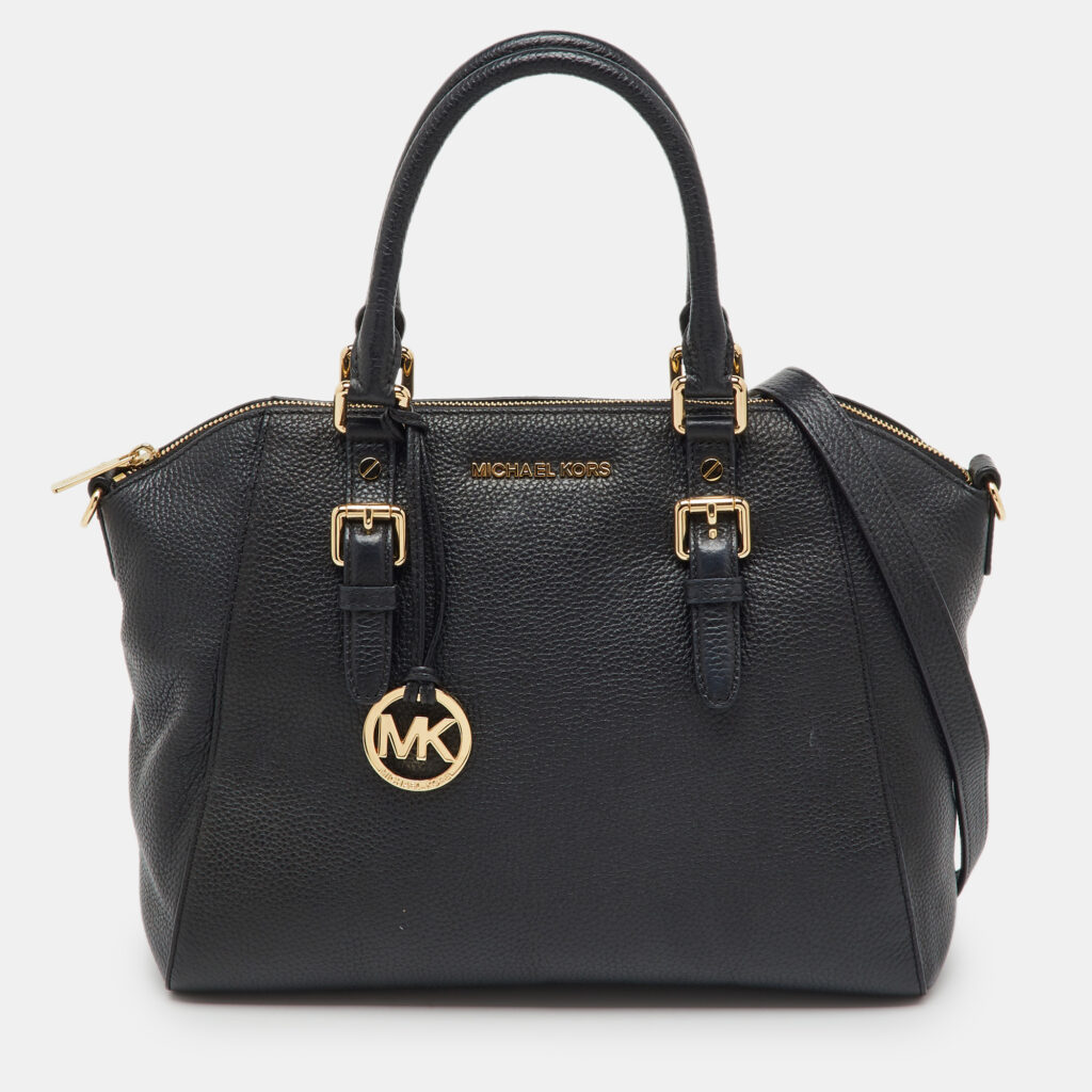MICHAEL Michael Kors Black Leather LG TZ Zip Satchel MICHAEL Michael Kors Black Leather LG TZ Zip Satchel