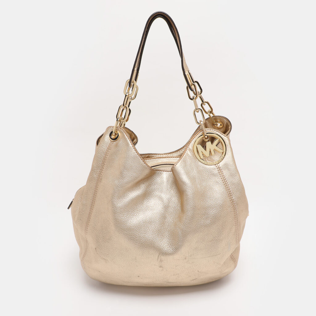 Michael Michael Kors Gold Leather Fulton Hobo