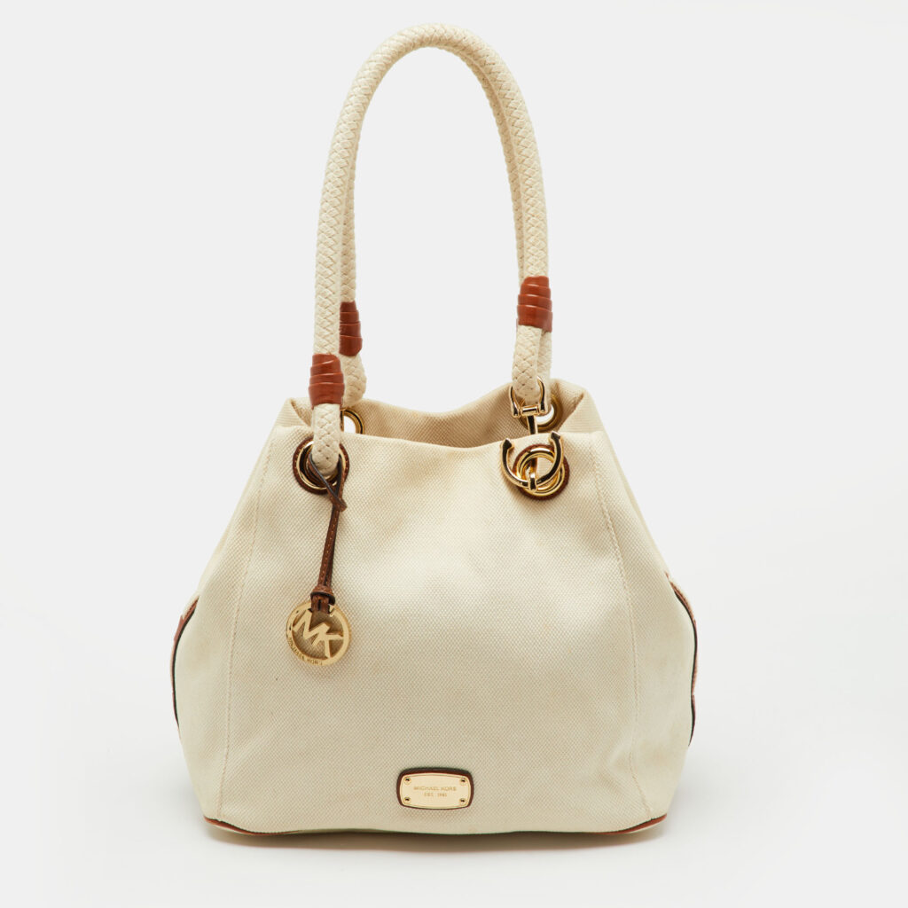 MICHAEL Michael Kors Off White Canvas Marina Anchor Rope Tote MICHAEL Michael Kors Off White Canvas Marina Anchor Rope Tote