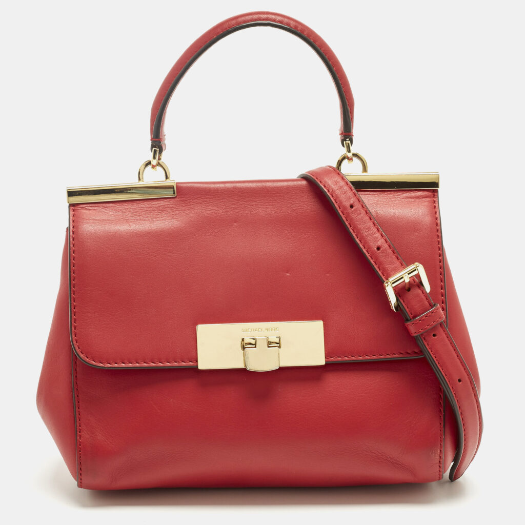 MICHAEL Michael Kors Marlow Small Red Leather Top Handle Bag MICHAEL Michael Kors Marlow Small Red Leather Top Handle Bag