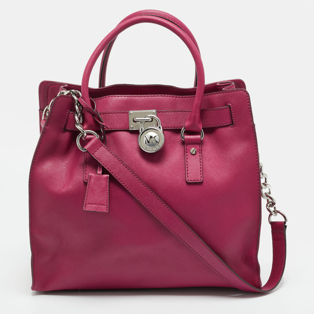 MICHAEL Michael Kors Hamilton Large Magenta Leather North South Tote