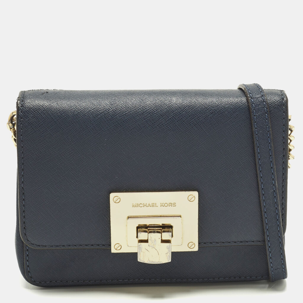 MICHAEL Michael Kors Tina Navy Blue Leather Crossbody Bag