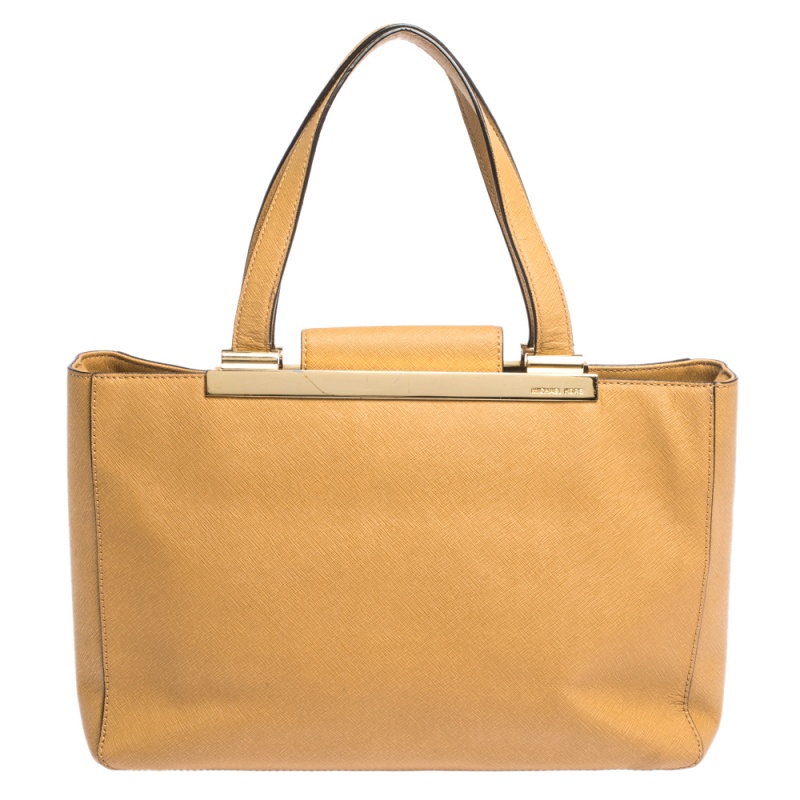 MICHAEL Michael Kors Light Brown Leather Metal Detail Handle Tote MICHAEL Michael Kors Light Brown Leather Metal Detail Handle Tote