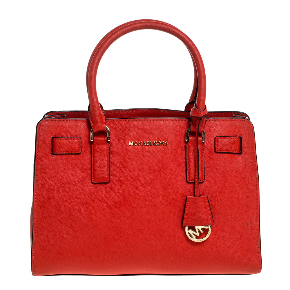 Michael Michael Kors Red Leather Medium Hamilton Tote Michael Michael Kors Red Leather Medium Hamilton Tote