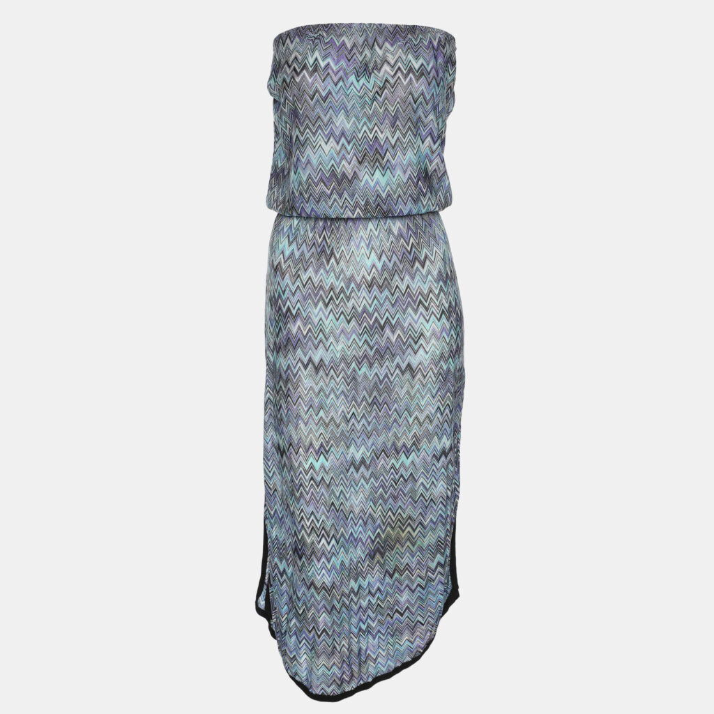luxury-women-missoni-mare-used-clothes-p1217689-004-1.jpg Missoni Mare Blue Zig Zag Rib knit Midi Dress M