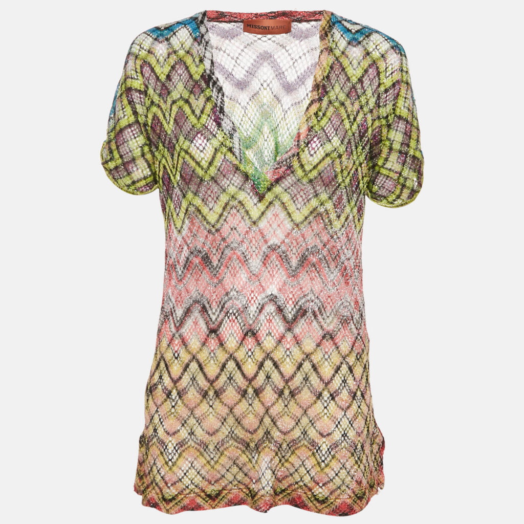 Missoni Mare Multicolor Zig Zag Lurex Knit Cover Up Dress S Missoni Mare Multicolor Zig Zag Lurex Knit Cover Up Dress S