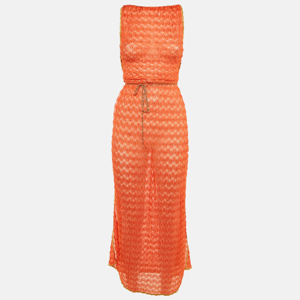 Missoni Mare Orange Knit Cover Up Maxi Dress S Missoni Mare Orange Knit Cover Up Maxi Dress S