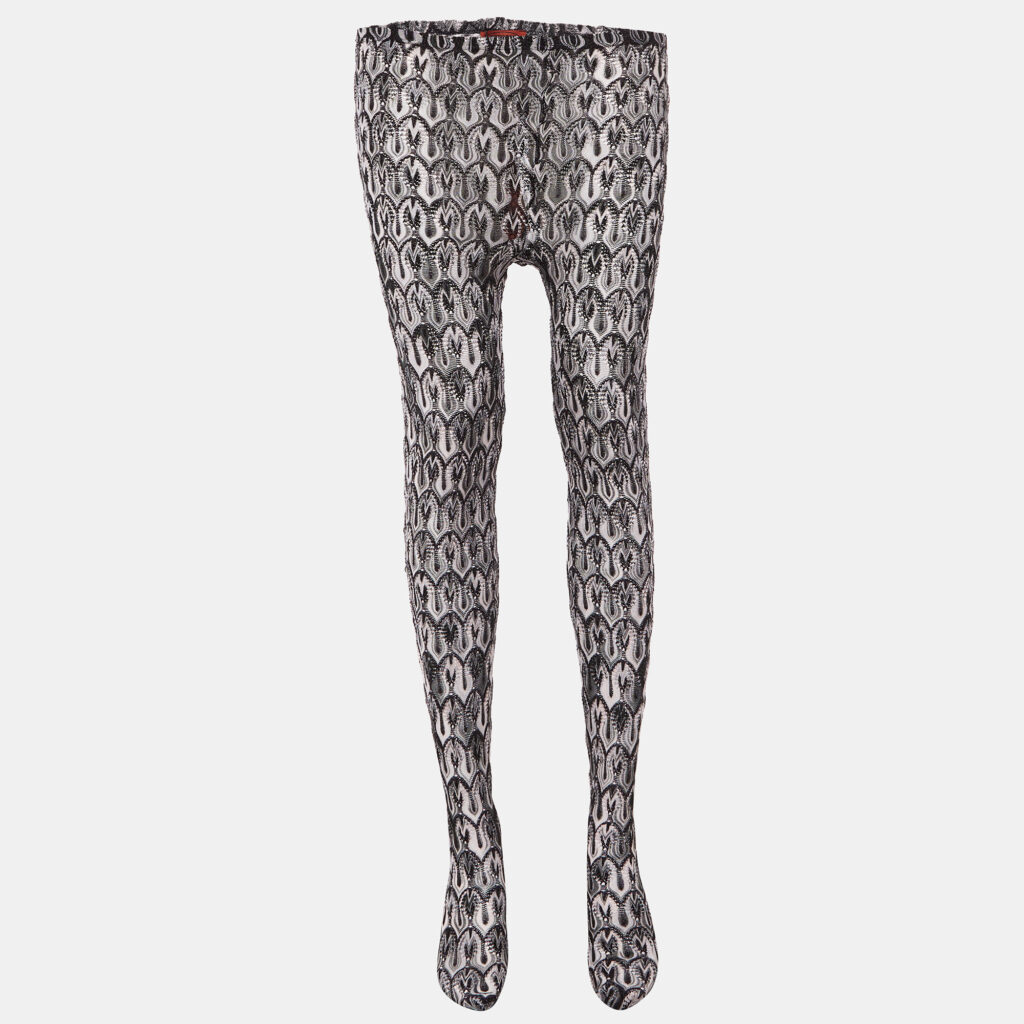 Missoni Black Patterned Lurex Knit Stockings XS