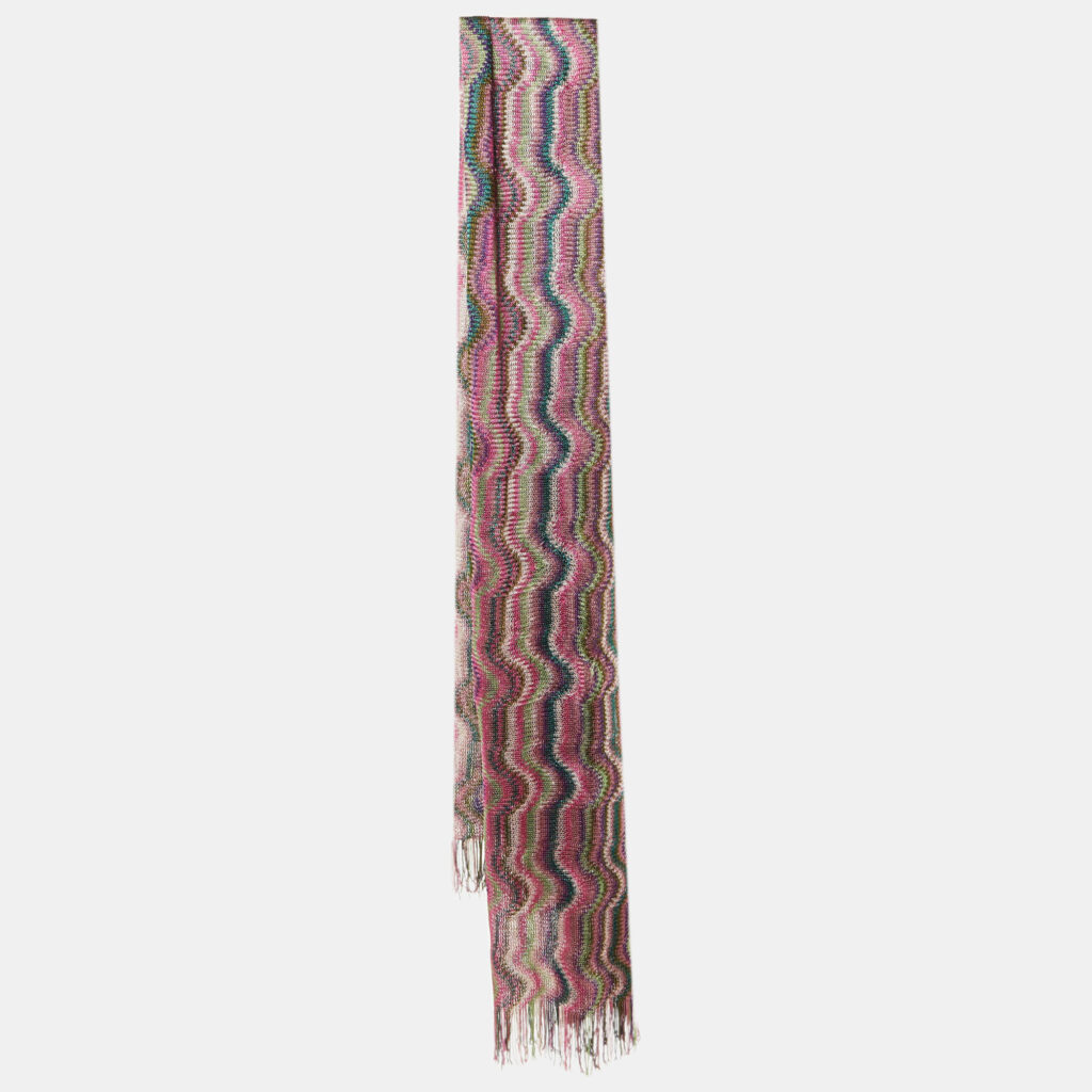 Missoni Multicolor Wavy Pattern knit Fringed Stole Missoni Multicolor Wavy Pattern knit Fringed Stole