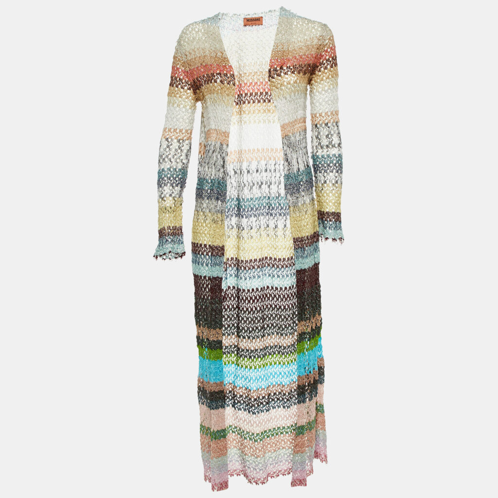 Missoni Multicolor Lurex Open Knit Long Cardigan S Missoni Multicolor Lurex Open Knit Long Cardigan S
