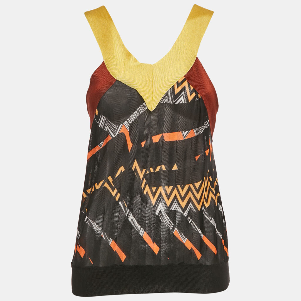 Missoni Black Zig Zag Knit Sleeveless Top S