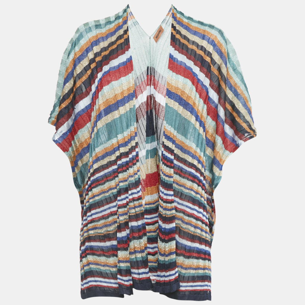 Missoni Multicolor Lurex Knit Poncho One Size Missoni Multicolor Lurex Knit Poncho One Size