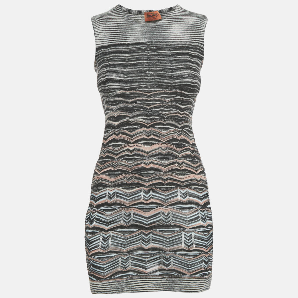 Missoni Black Zig Zag Stretch Knit Mini Bodycon Dress S Missoni Black Zig Zag Stretch Knit Mini Bodycon Dress S