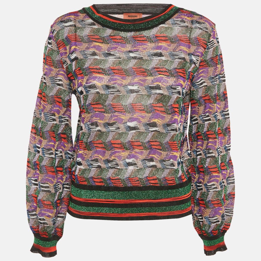 Missoni Multicolor Zig -Zag Lurex Knit Pullover L Missoni Multicolor Zig -Zag Lurex Knit Pullover L