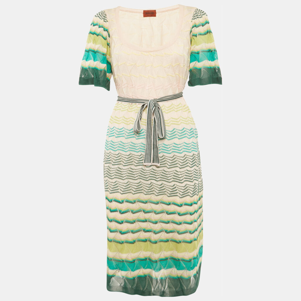 Missoni Multicolor Patterned Knit Belted Short Dress L