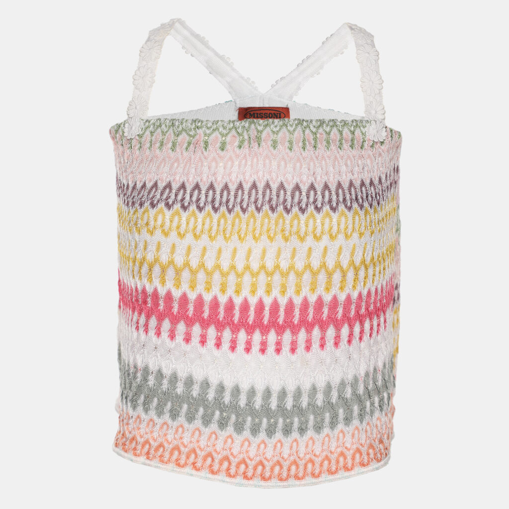 Missoni Multicolor Zig Zag Rib Knit Top S