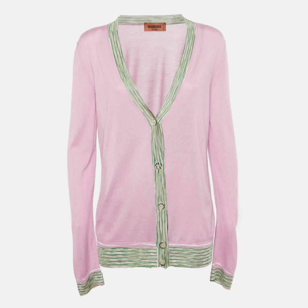 Missoni Pink Cashmere Knit Button Front Cardigan M Missoni Pink Cashmere Knit Button Front Cardigan M