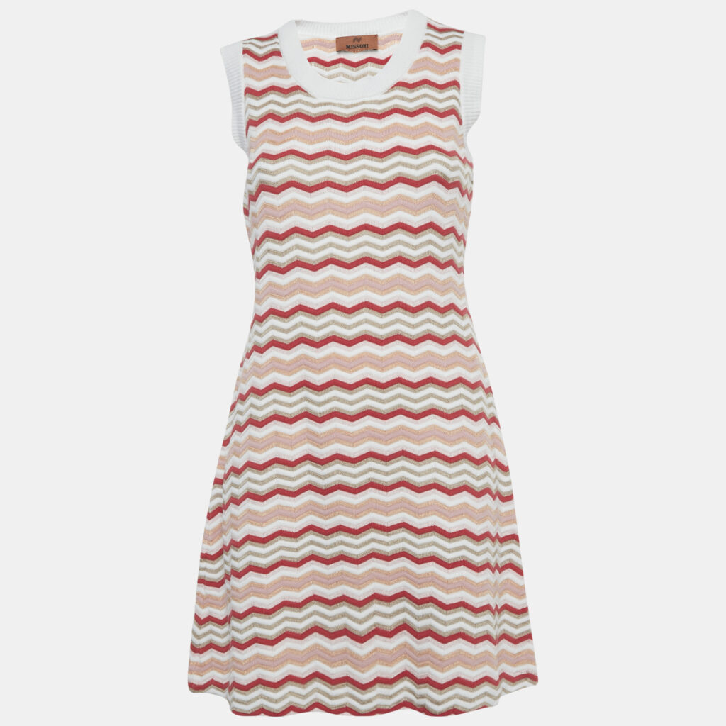 Missoni Pink Zig-Zag Knit Sleeveless Mini Dress L Missoni Pink Zig-Zag Knit Sleeveless Mini Dress L
