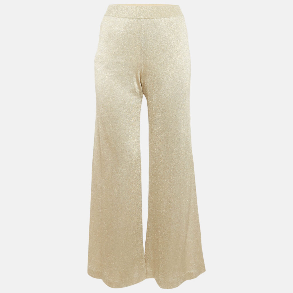 Missoni Beige Lurex Knit Wide-Leg Trousers S Missoni Beige Lurex Knit Wide-Leg Trousers S