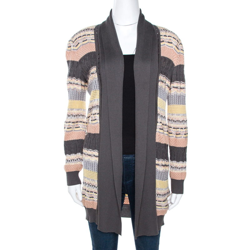 Missoni Multicolor Jacquard Eyelet Knit Cardigan M Missoni Multicolor Jacquard Eyelet Knit Cardigan M