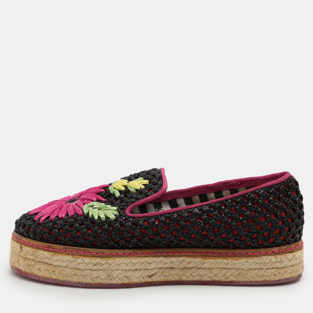 Missoni Multicolor Woven Raffia Floral Detail Platform Espadrille Smoking Slippers Size 35 Missoni Multicolor Woven Raffia Floral Detail Platform Espadrille Smoking Slippers Size 35