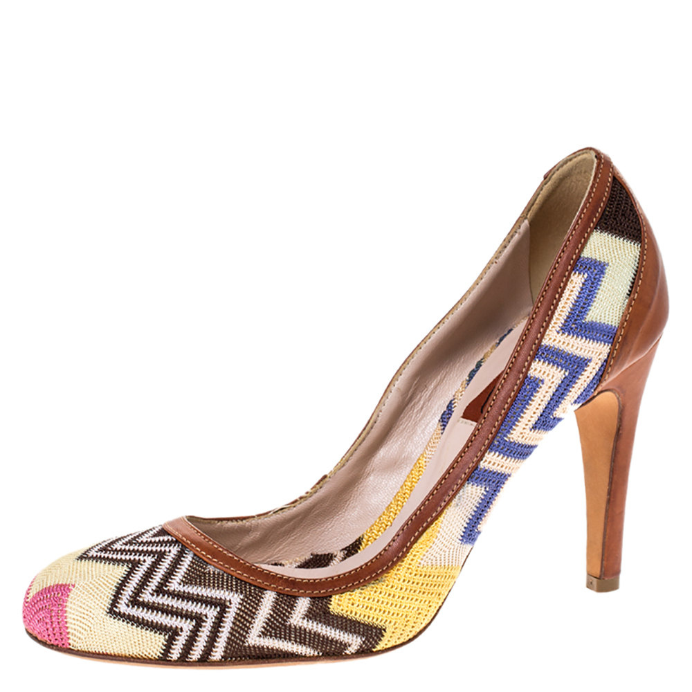 Missoni Multicolor Patterned Knit Fabric Pumps Size 38 Missoni Multicolor Patterned Knit Fabric Pumps Size 38