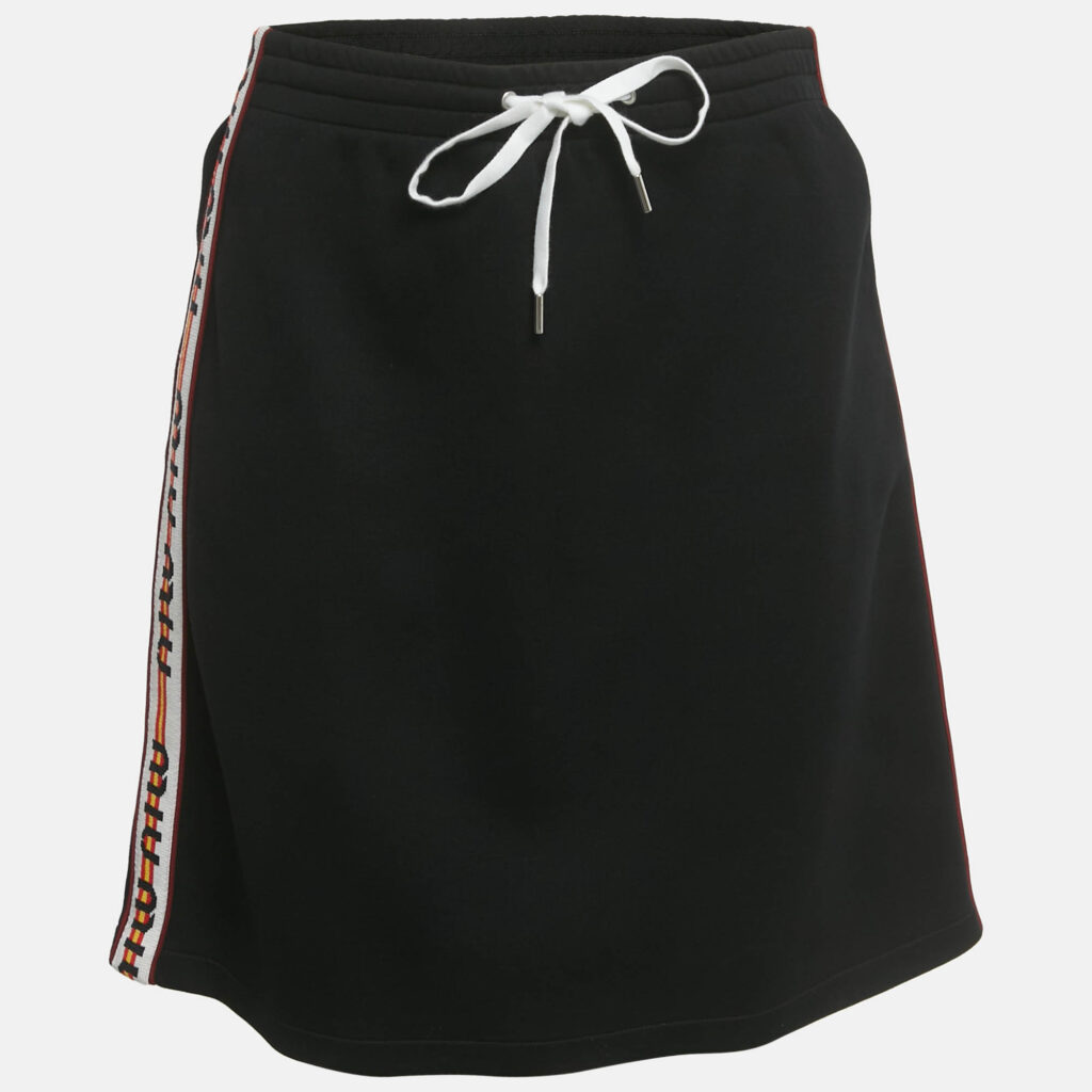 Miu Miu Black Logo Side Stripe Jersey Mini Skirt L Miu Miu Black Logo Side Stripe Jersey Mini Skirt L
