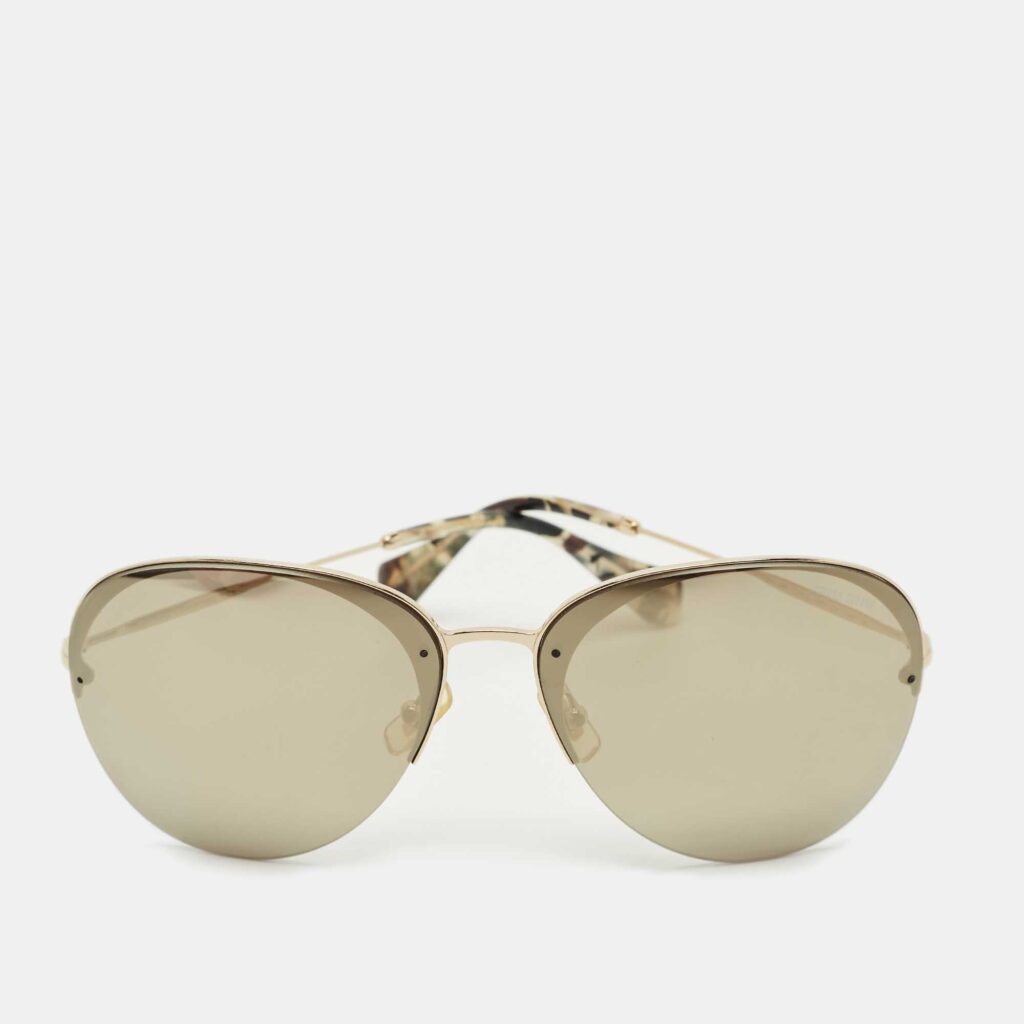 Miu Miu Gold Mirrored SMU 53P Aviator Sunglasses Miu Miu Gold Mirrored SMU 53P Aviator Sunglasses
