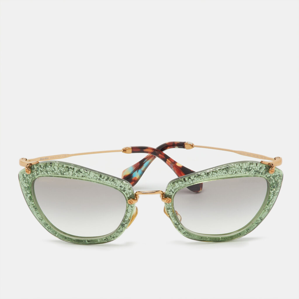 Miu Miu Green Glitter/Gradient SMU10N Cat-Eye Sunglasses Miu Miu Green Glitter/Gradient SMU10N Cat-Eye Sunglasses