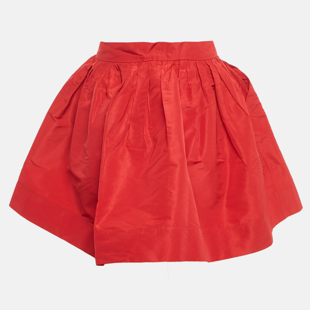 Miu Miu Red Synthetic Gathered Mini Skirt S Miu Miu Red Synthetic Gathered Mini Skirt S
