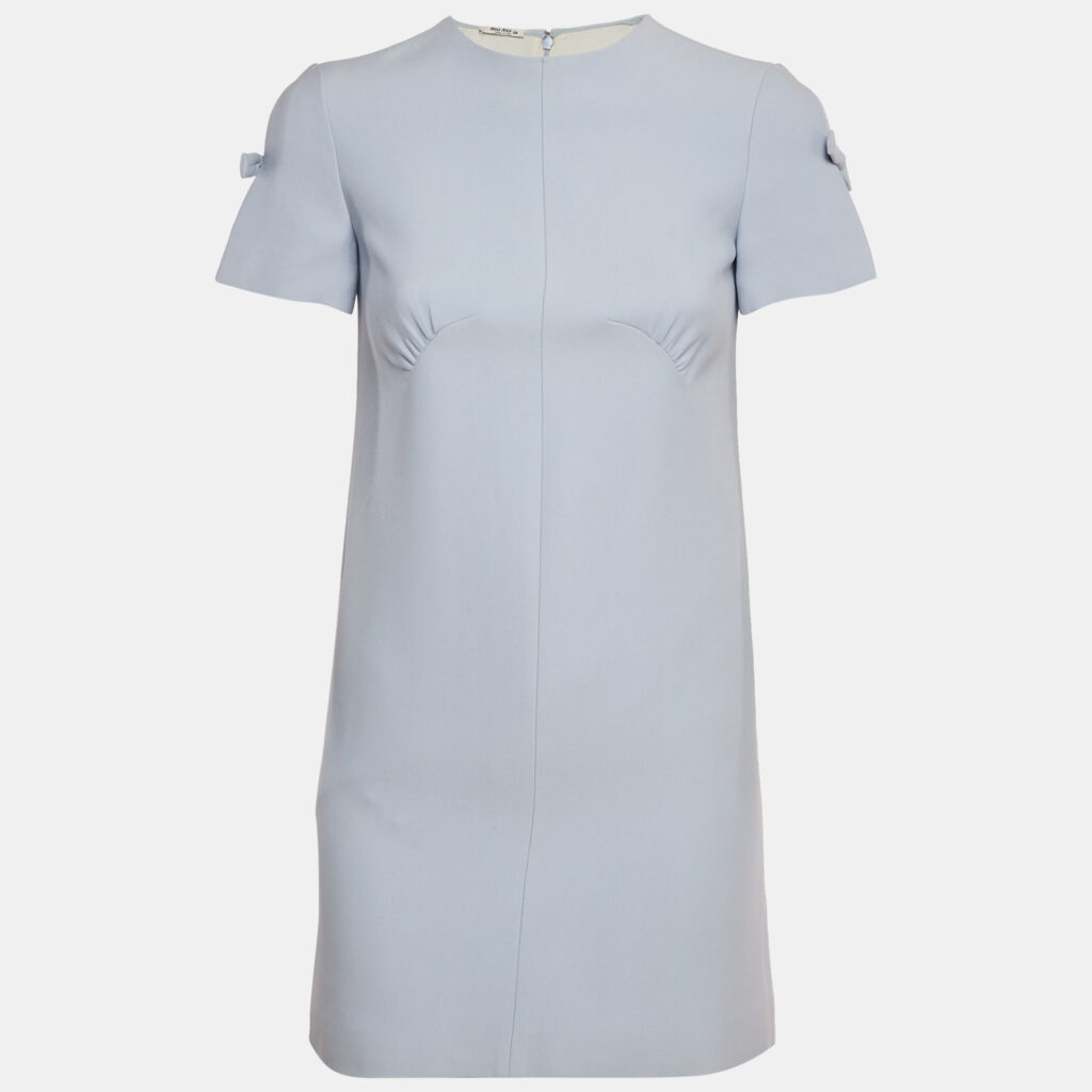 luxury-women-miu-miu-used-clothes-p1229394-002.jpg Miu Miu Blue Crepe Cut-Out Sleeve Mini Dress XS