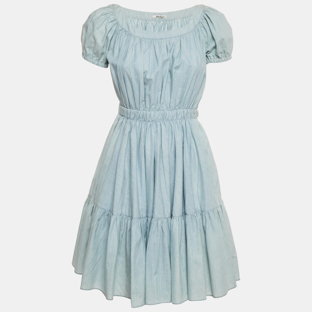 Miu Miu Blue Denim Puff Sleeve Mini Dress XS Miu Miu Blue Denim Puff Sleeve Mini Dress XS