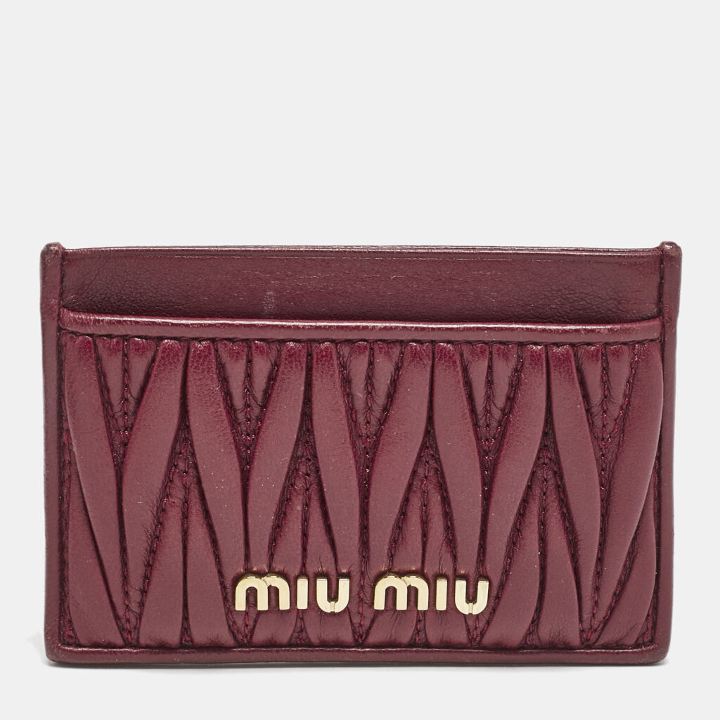 Miu Miu Red Matelassé Leather Card Case