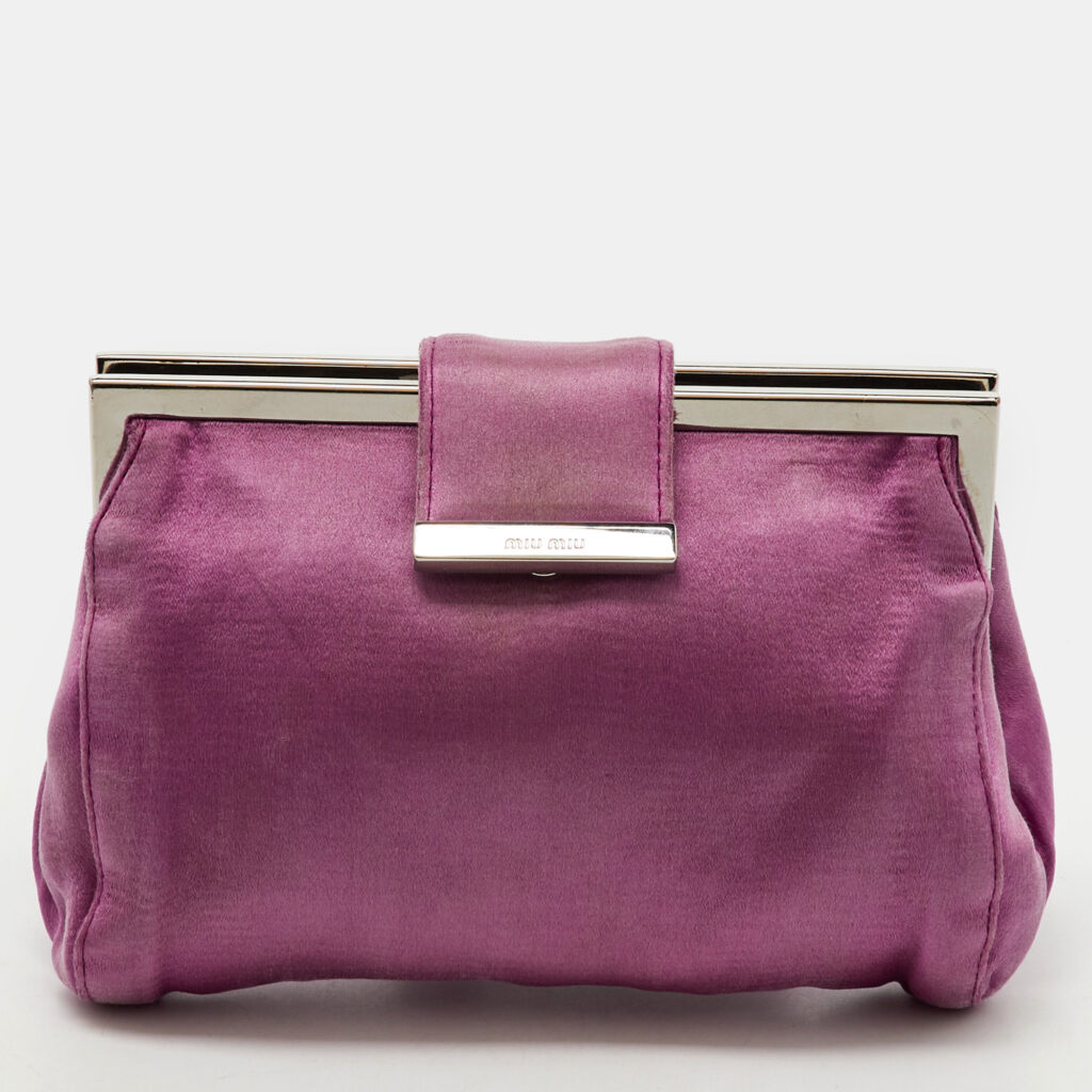 Miu Miu Pink Satin Frame Clutch Miu Miu Pink Satin Frame Clutch