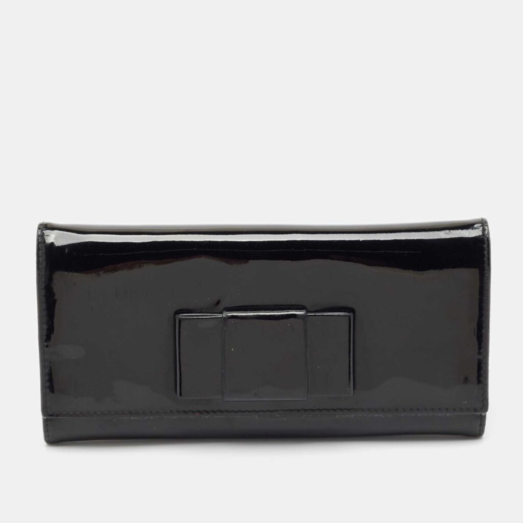 Miu Miu Black Patent Leather Bow Continental Wallet Miu Miu Black Patent Leather Bow Continental Wallet