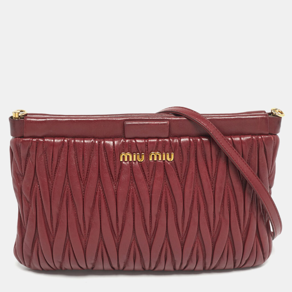 Miu Miu Red Matelasse Leather Frame Crossbody Bag