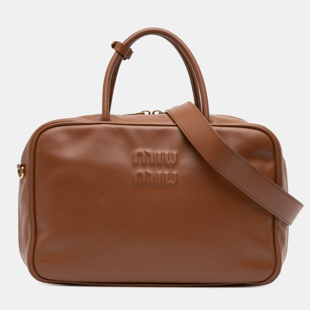 Miu Miu Brown Large Soft Calf Softy Beau Top Handle Bag