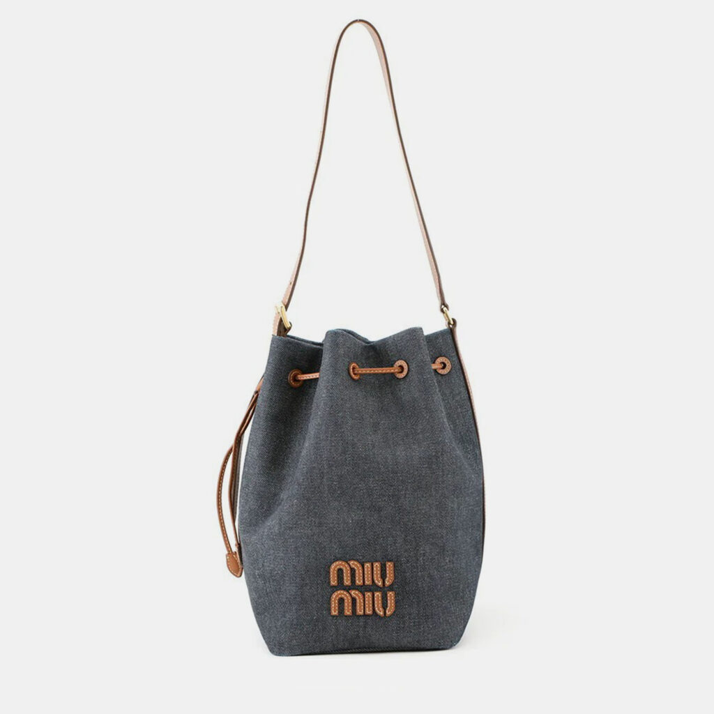 Miumiu Bucket Bag Navy/Brown Denim Leather