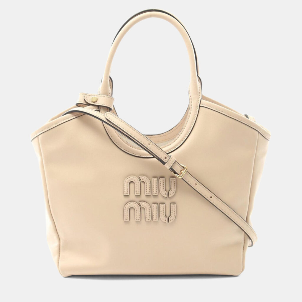 Miu Miu Miu Ivy Handbag Leather Beige