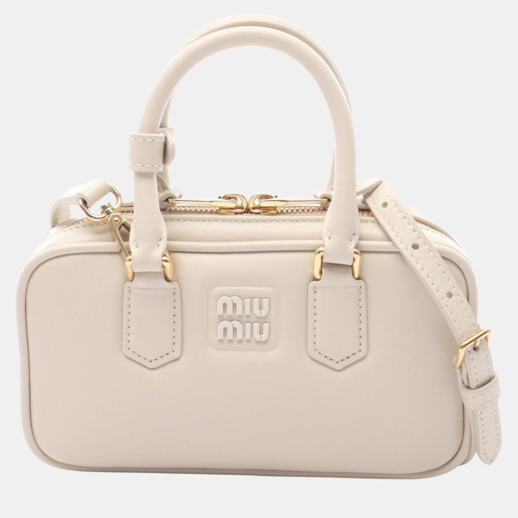 Miu Miu Miu Softy Padded Accardi Mini Bag Leather Handbag White