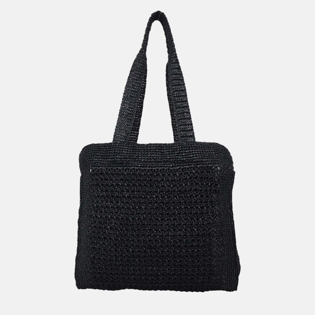Miu Miu Crochet Raffia Tote Bag