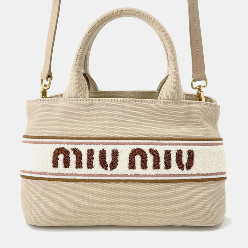 Miumiu Canvas2Wayhandbag Beige Cotton Miumiu Canvas2Wayhandbag Beige Cotton