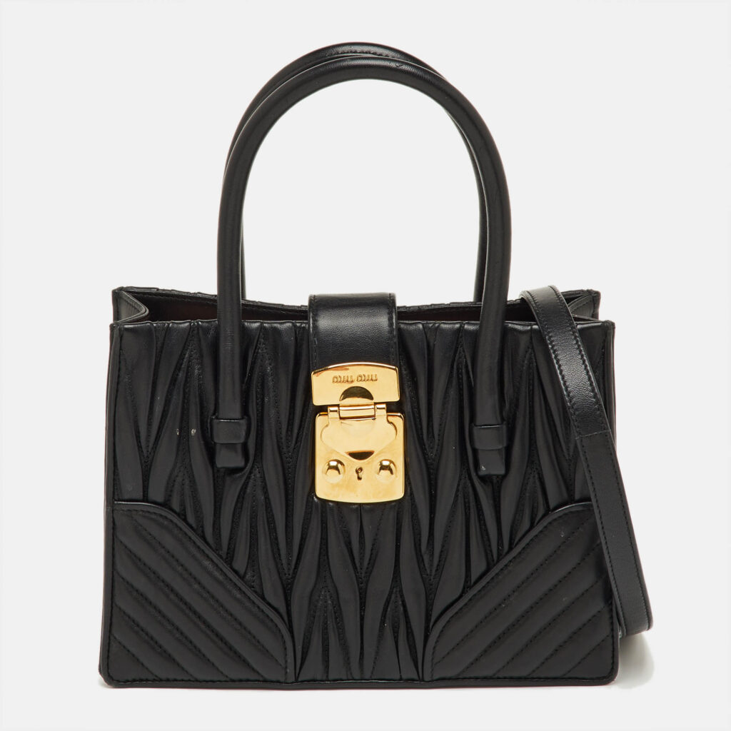 luxury-women-miu-miu-used-handbags-p1246029-001-1.jpg Miu Miu Matelassé Push Lock Black Leather Tote