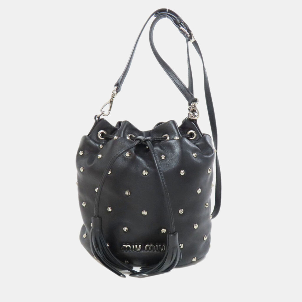 Miu Miu Miu Studded Shoulder Bag Leather Miu Miu Miu Studded Shoulder Bag Leather