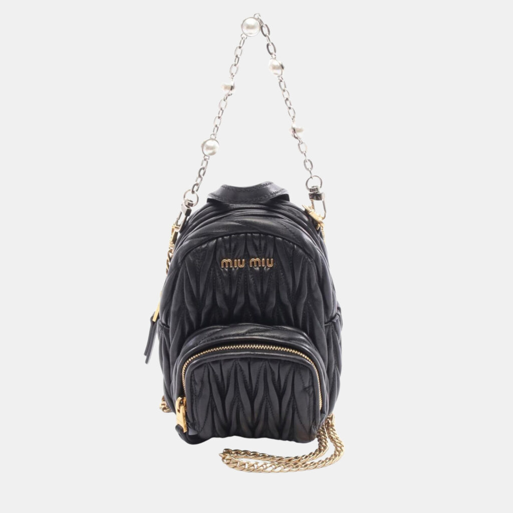Miu Miu Matelasse Mini Shoulder Bag Leather Black Miu Miu Matelasse Mini Shoulder Bag Leather Black