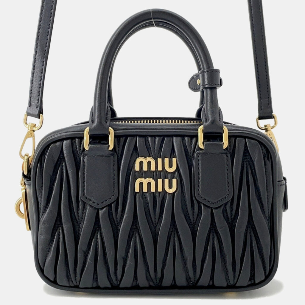 Miumiu Arcadi Matelasse 2-Way Bag Black Nappa Leather Miumiu Arcadi Matelasse 2-Way Bag Black Nappa Leather