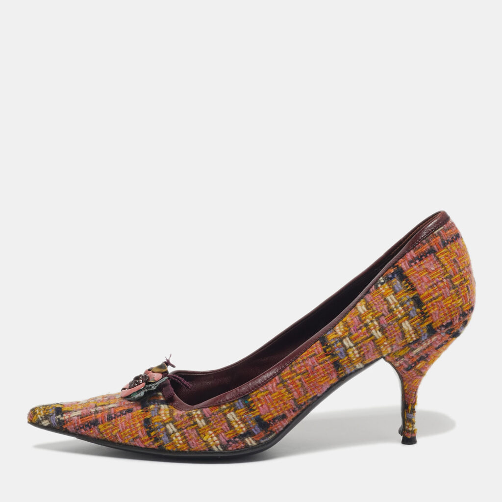 Miu Miu Multicolor Wool Embellished Pointed Toe Pumps Size 40 Miu Miu Multicolor Wool Embellished Pointed Toe Pumps Size 40