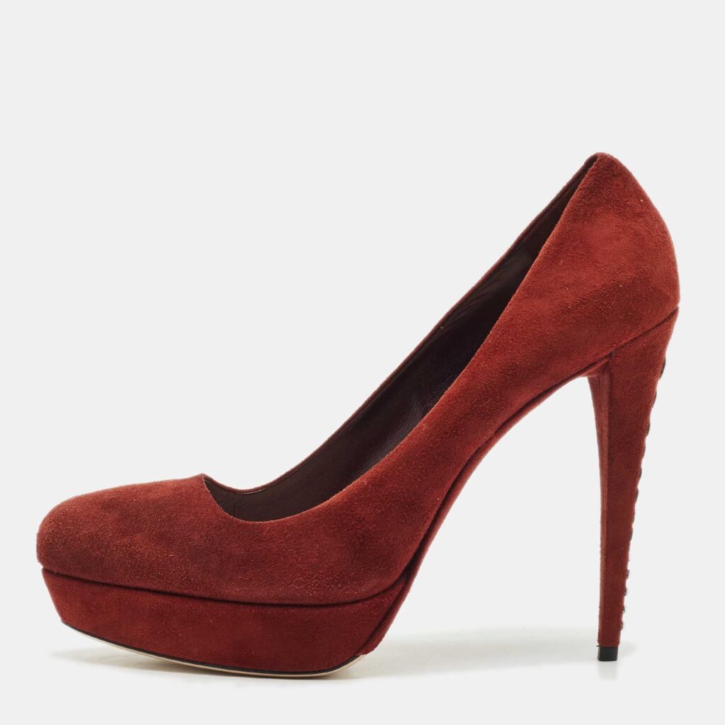 Miu Miu Burgundy Suede Platform Crystal Embellished Heel Pumps Size 40 Miu Miu Burgundy Suede Platform Crystal Embellished Heel Pumps Size 40